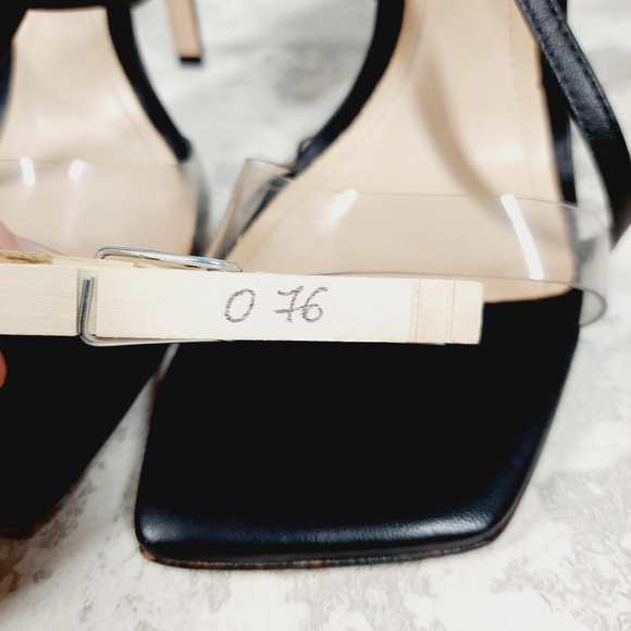 New SCHUTZ Aisha Black Square Toe Transparent Strap High Heel Sandals O76 - Picture 12 of 12